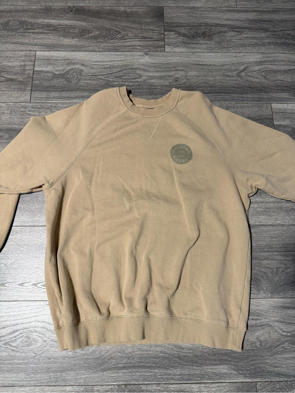 Brixton Tan Crewneck Sweatshirt with Subtle Chest Logo